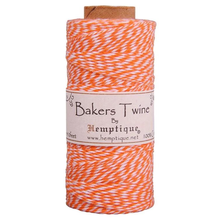 1 mm (3/64") Orange and White Cotton Bakers Twine/Cord Spool 125 m (410 ft)