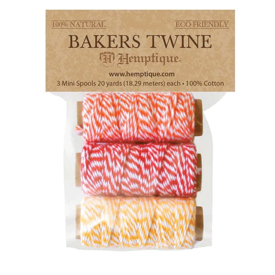 1 mm (3/64") Sunset Island Cotton Bakers Twine/Cord Mini Spools 3 Pack 6 x 18.3 m (6 x 60 ft)