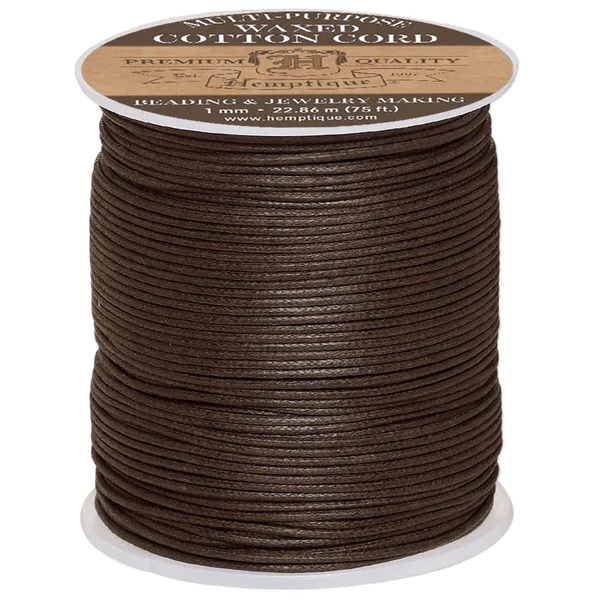 1 mm (3/64") Brown Waxed Cotton Thread Spool 22.75 m (75 ft)