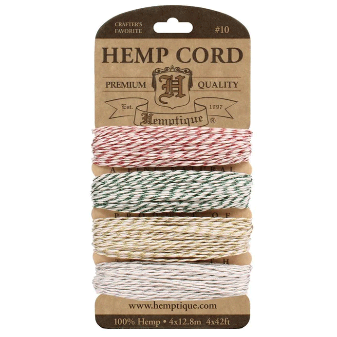 0. 5 mm (1/64") Metallic Classic Hemp Twine/Cord Card 4 x 12.8 m (42 ft)