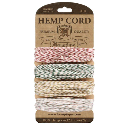 0. 5 mm (1/64") Metallic Classic Hemp Twine/Cord Card 4 x 12.8 m (42 ft)