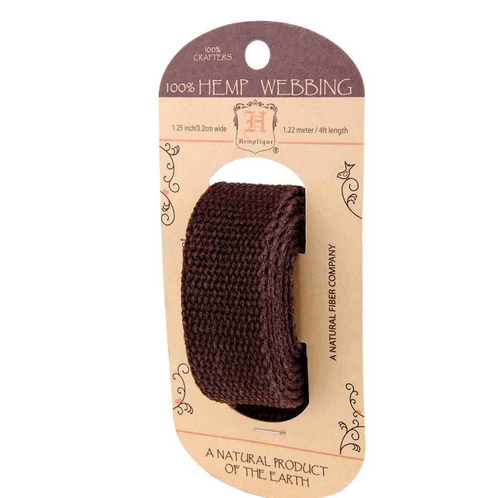 3.2 cm (1.25") Dark Brown Hemp Webbing 1.22 m (4 ft)