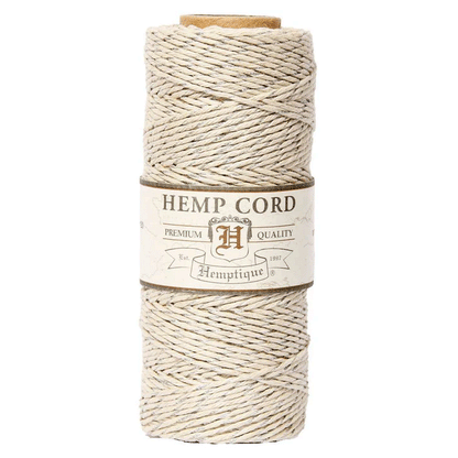 1 mm (3/64") Natural and Silver Metallic Hemp Twine/Cord Spool 62.5 m (205 ft)