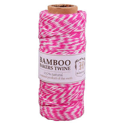 1 mm (3/64") Pink and White Bamboo Bakers Twine/Cord Spool 45 m (147ft)