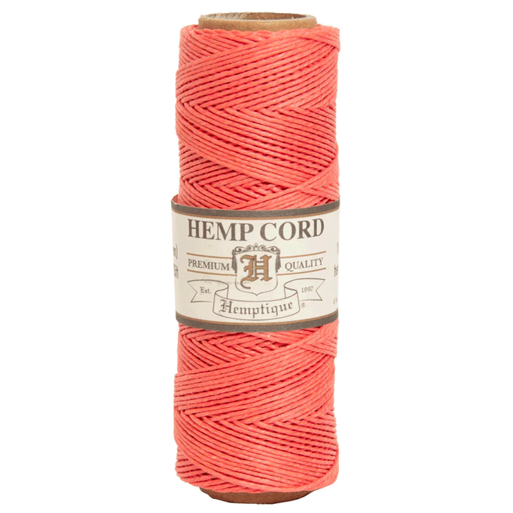 0.5 mm (1/64") Sunset Coral Hemp Twine/Cord Spool 62.5 m (205 ft)