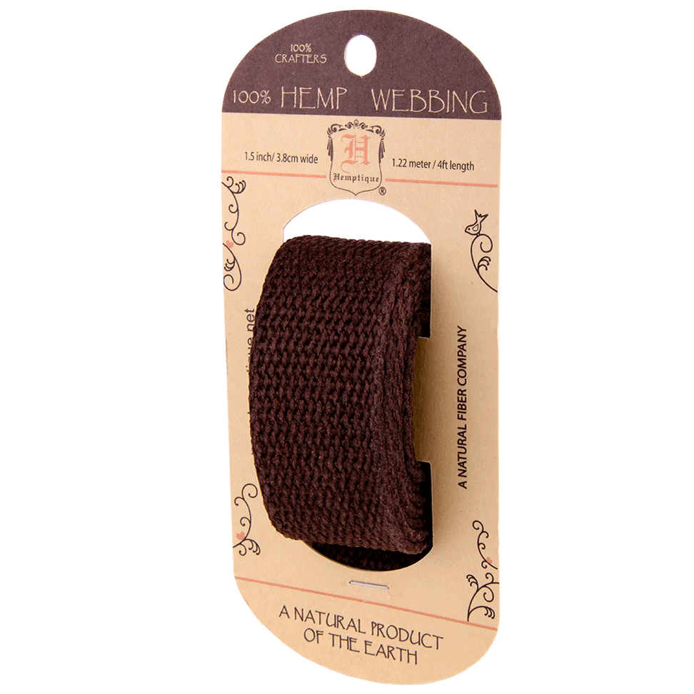 3.8 cm (1.5") Dark Brown Hemp Webbing 1.22 m (4 ft)