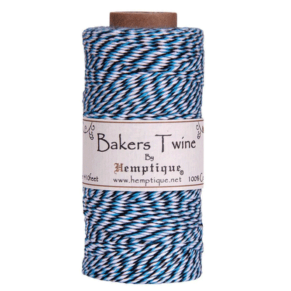 1 mm (3/64") Light Blue, Dark Blue, White Cotton Bakers Twine/Cord Spool 125 m (410 ft)