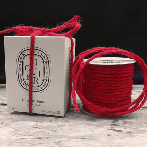 3.5 mm (9/64") Red Jute Cord/Rope 75 ft