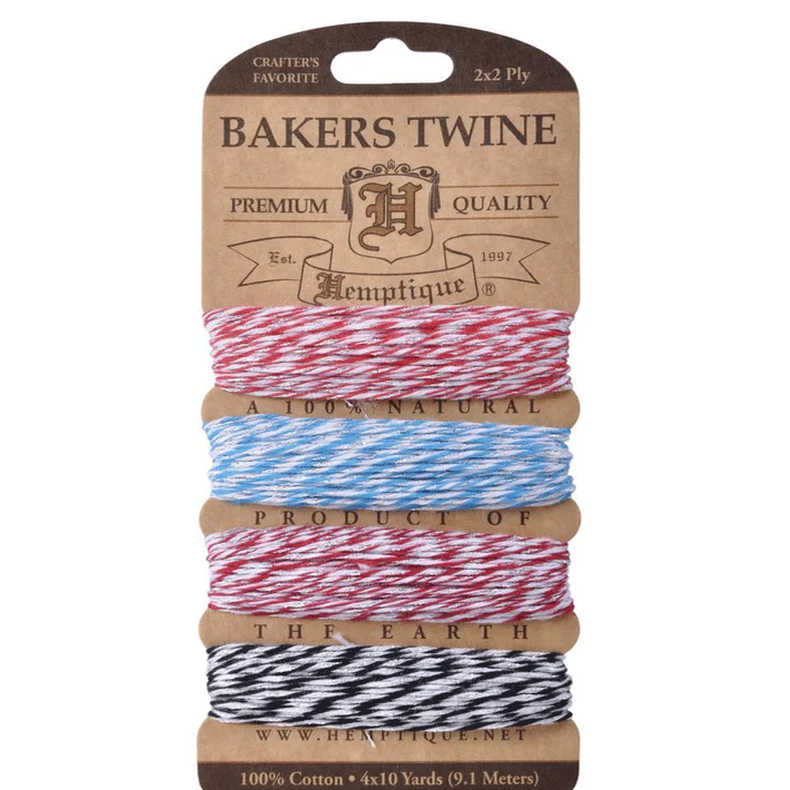 1 mm (3/64") Berry Delightful Metallic Cotton Bakers Twine/Cord Card 9 m (4 X 10 yards)