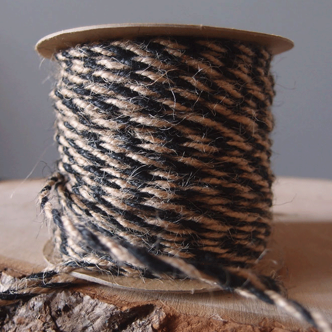 2.5 mm (1/10") Black/Natural Jute Twine/Cord Spool 150 ft