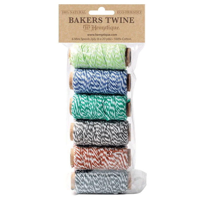 1 mm (3/64") Garden Party Cotton Bakers Twine/Cord Mini Spools 6 Pack 6 x 18.3 m (6 x 60 ft)