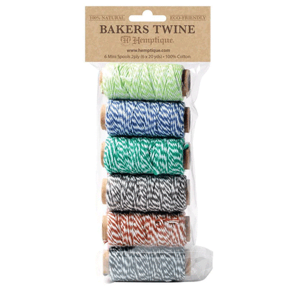 1 mm (3/64") Garden Party Cotton Bakers Twine/Cord Mini Spools 6 Pack 6 x 18.3 m (6 x 60 ft)