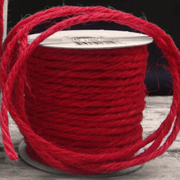 3.5 mm (9/64") Red Jute Cord/Rope 75 ft