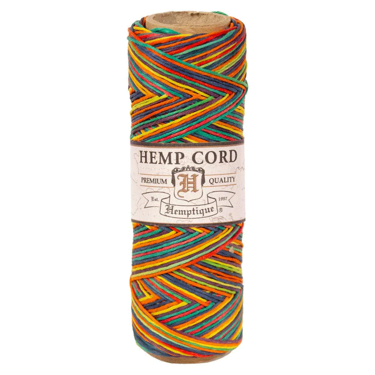 0.5 mm (1/64") Rainbow Variegated Hemp Twine/Cord Spool 62.5 m (205 ft)