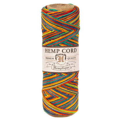 0.5 mm (1/64") Rainbow Variegated Hemp Twine/Cord Spool 62.5 m (205 ft)