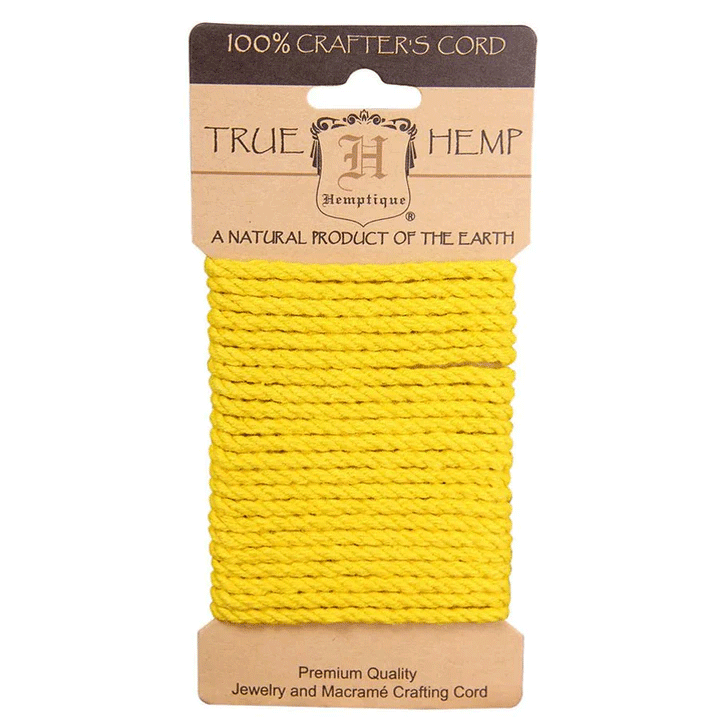 4 mm (5/32") Yellow Twisted Hemp Rope Card 3 m (9.8 ft)