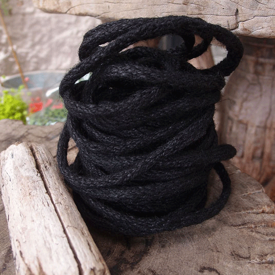 6 mm (1/4") Black Wired Jute Cord/Rope 9 Yards