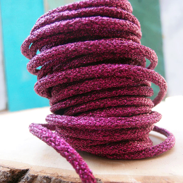 4.75 mm (3/16") Fuchsia Glittery Wired Jute Cord/Rope 9 Yards