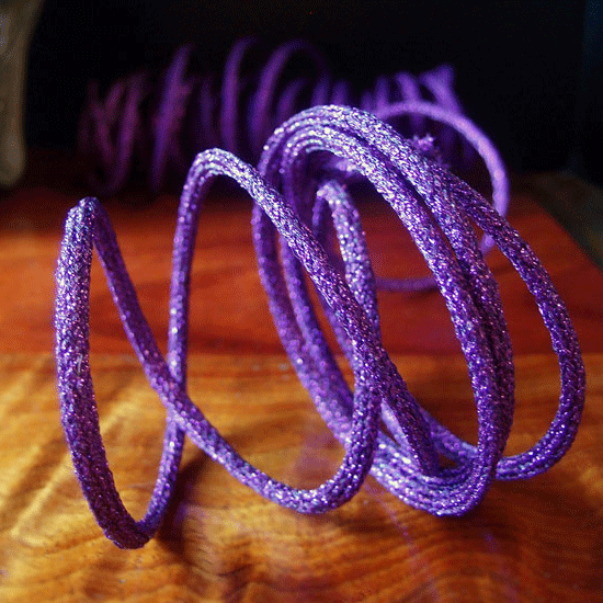 4.75 mm (3/16") Purple Glittery Wired Jute Cord/Rope 9 Yards