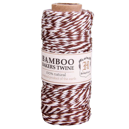 1 mm (3/64") Brown and White Bamboo Bakers Twine/Cord Spool 45 m (147ft)