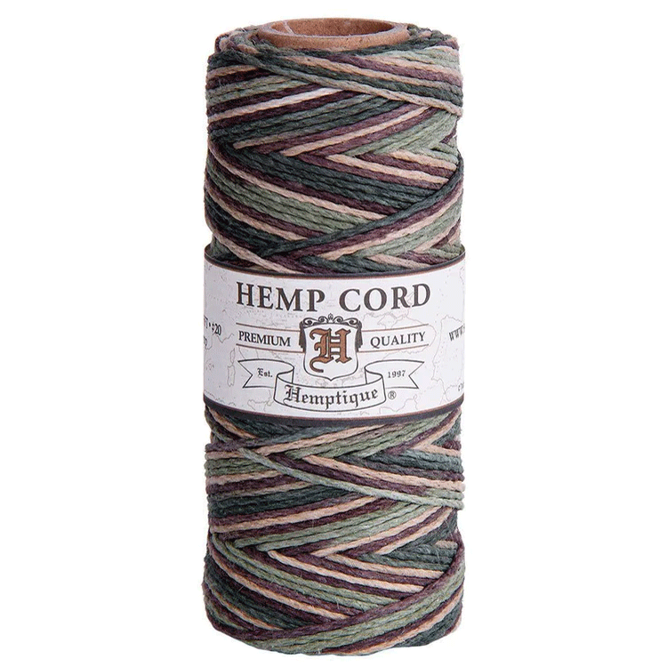 1 mm (3/64") Camouflage Variegated Hemp Twine/Cord Spool 62.5 m (205 ft)