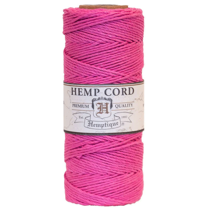 1 mm (3/64") Bright Pink Hemp Twine/Cord Spool 62.5 m (205 ft)