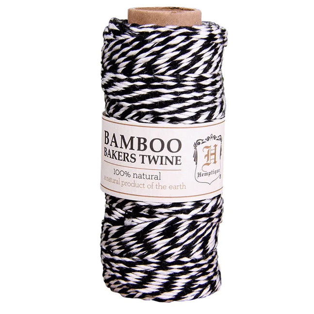 1 mm (3/64") Black and White Bamboo Bakers Twine/Cord Spool 45 m (147ft)