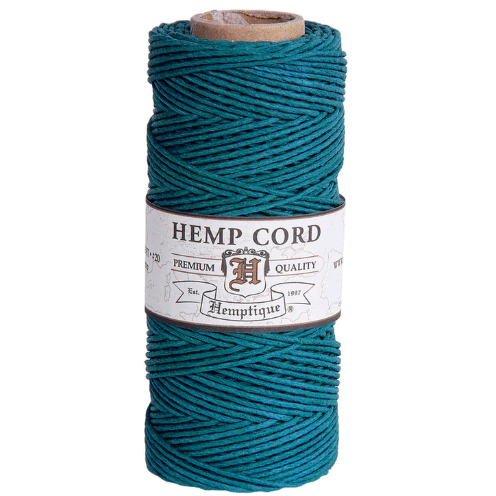 1 mm (3/64") Aquamarine Hemp Twine/Cord Spool 62.5 m (205 ft)