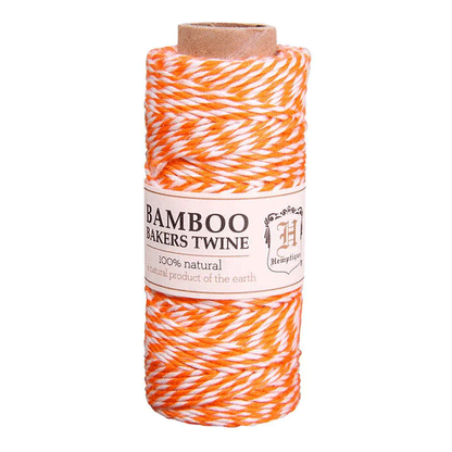 1 mm (3/64") Orange and White Bamboo Bakers Twine/Cord Spool  45 m (147ft)