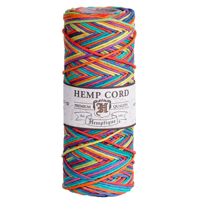 1 mm (3/64") Rainbow Variegated Hemp Twine/Cord Spool 62.5 m (205 ft)