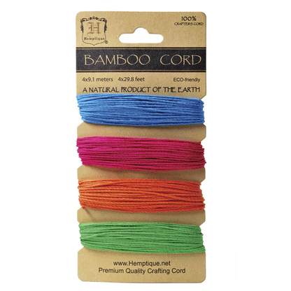 1 mm (3/64") Neon Bamboo Twine/Cord Card 4 X 10 Yards