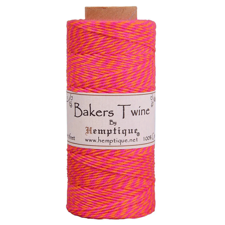 1 mm (3/64") Neon Pink and Orange Cotton Bakers Twine/Cord Spool 125 m (410 ft)