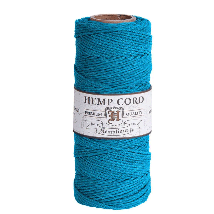 1 mm (3/64") Turquoise Hemp Twine/Cord Spool 62.5 m (205 ft)