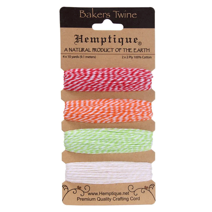 1 mm (3/64") Sizzling Summer Cotton Bakers Twine/Cord Card (4 X 10 yds)