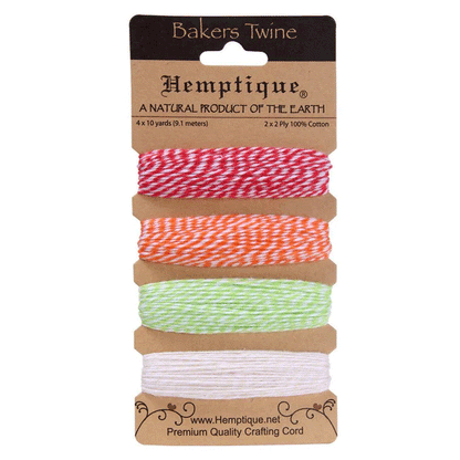 1 mm (3/64") Sizzling Summer Cotton Bakers Twine/Cord Card (4 X 10 yds)