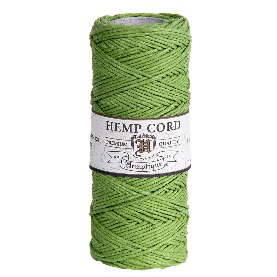 1 mm (3/64") Lime Green Hemp Twine/Cord Spool 62.5 m (205 ft)