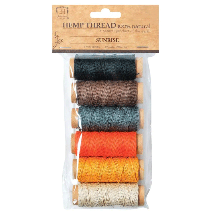 0.25 mm (.001")  Sunrise Polished Hemp Thread Mini Spools Pack 6x18 m (6x19 yards)