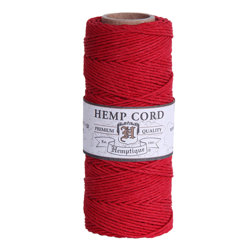 1 mm (3/64") Red Hemp Twine/Cord Spool 62.5 m (205 ft)