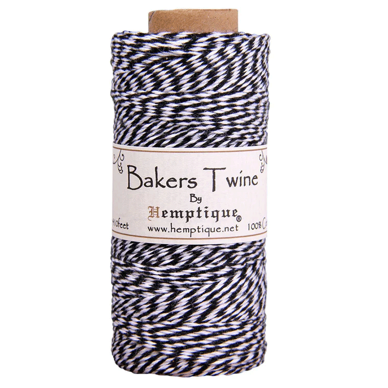 1 mm (3/64") Black and White Cotton Bakers Twine/Cord Spool 125 m (410 ft)