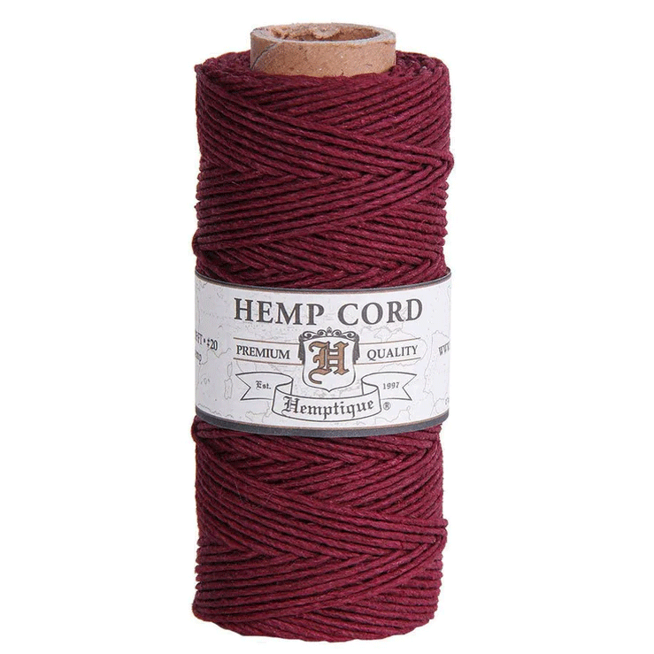 1 mm (3/64") Burgundy Hemp Twine/Cord Spool 62.5 m (205 ft)