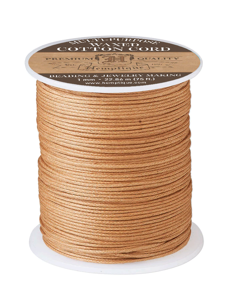 1 mm (3/64") Natural Waxed Cotton Thread Spool 22.75 m (75 ft)