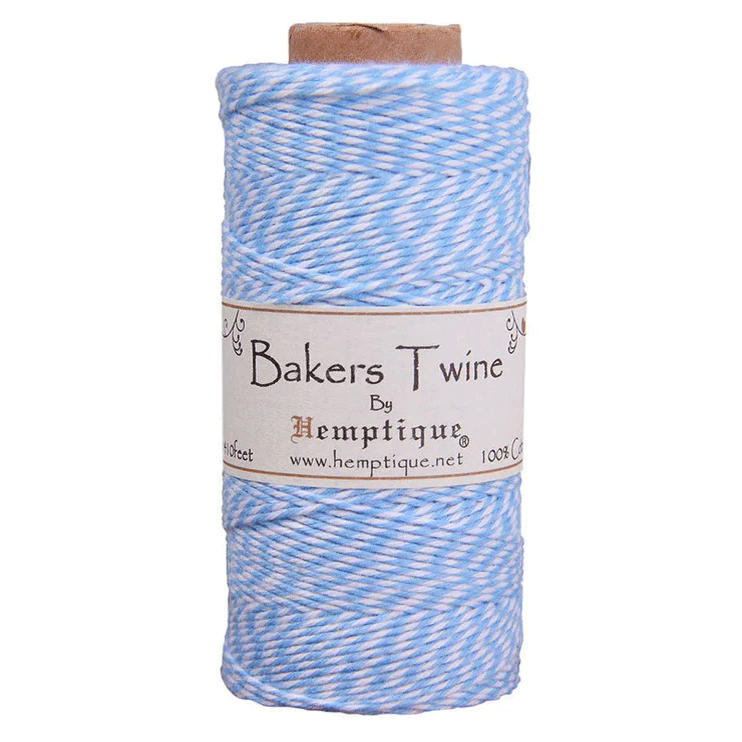 1 mm (3/64") Light Blue and White Cotton Bakers Twine/Cord Spool 125 m (410 ft)