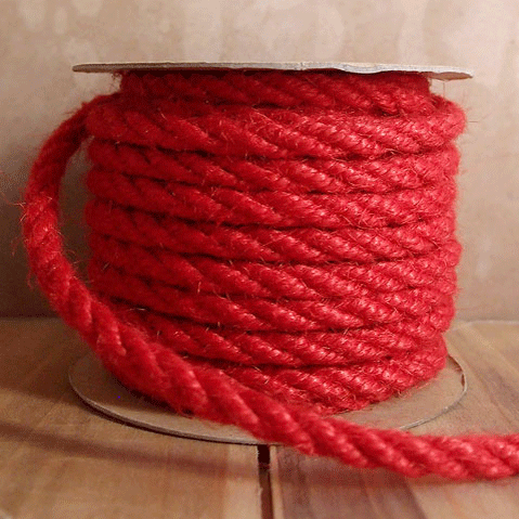 6 mm (15/64") Red Jute Cord/Rope 10 Yards