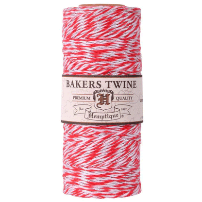 1 mm (3/64") Red, White and Silver Metallic Cotton Bakers Twine/Cord Spool 96 m (315 ft)