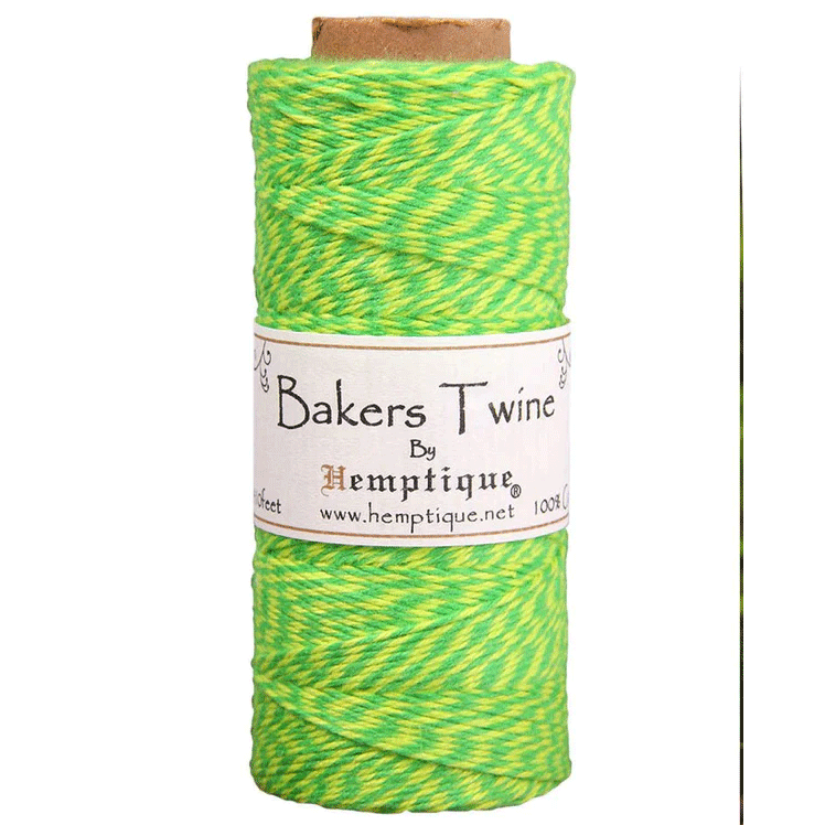 1 mm (3/64") Neon Yellow and Green Cotton Bakers Twine/Cord Spool 125 m (410 ft)