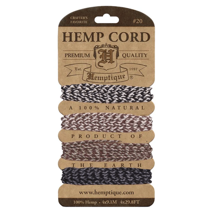 1.8 mm (5/64") Earthy Hemp Braided Twine/Cord/Rope Card 4 x 2 m (4 x 11.4 ft)