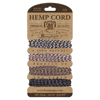 1.8 mm (5/64") Earthy Hemp Braided Twine/Cord/Rope Card 4 x 2 m (4 x 11.4 ft)