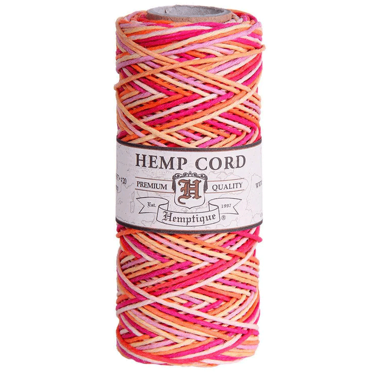 1 mm (3/64") Taffy Variegated Hemp Twine/Cord Spool 62.5 m (205 ft)