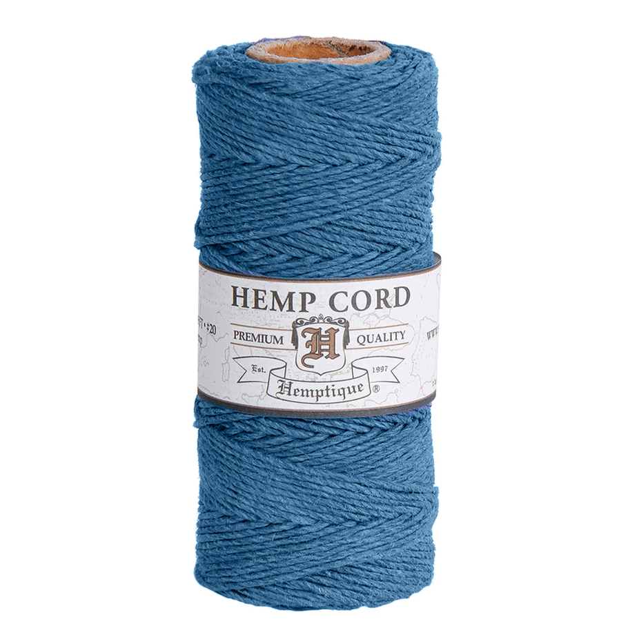 1 mm (3/64") Dusty Blue Hemp Twine/Cord Spool 62.5 m (205 ft)