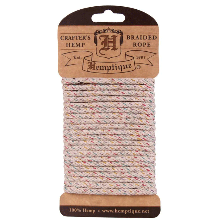 4 mm (5/32") Glamour Braided Hemp Rope Card 3 m (9.8 ft)